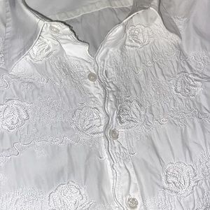Unique Pazzo White Embroidered Button Down Shirt - Large Great Condition